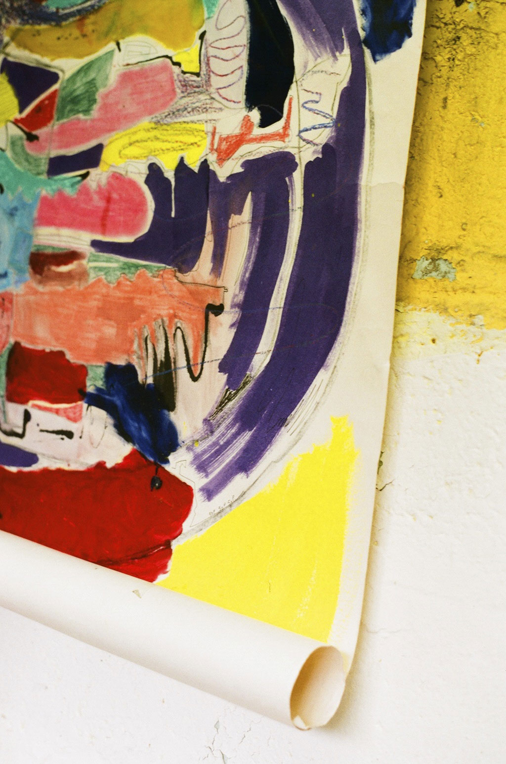 'A trail of confusion + discovery', pencil + garche + oil bar on paper, 2016